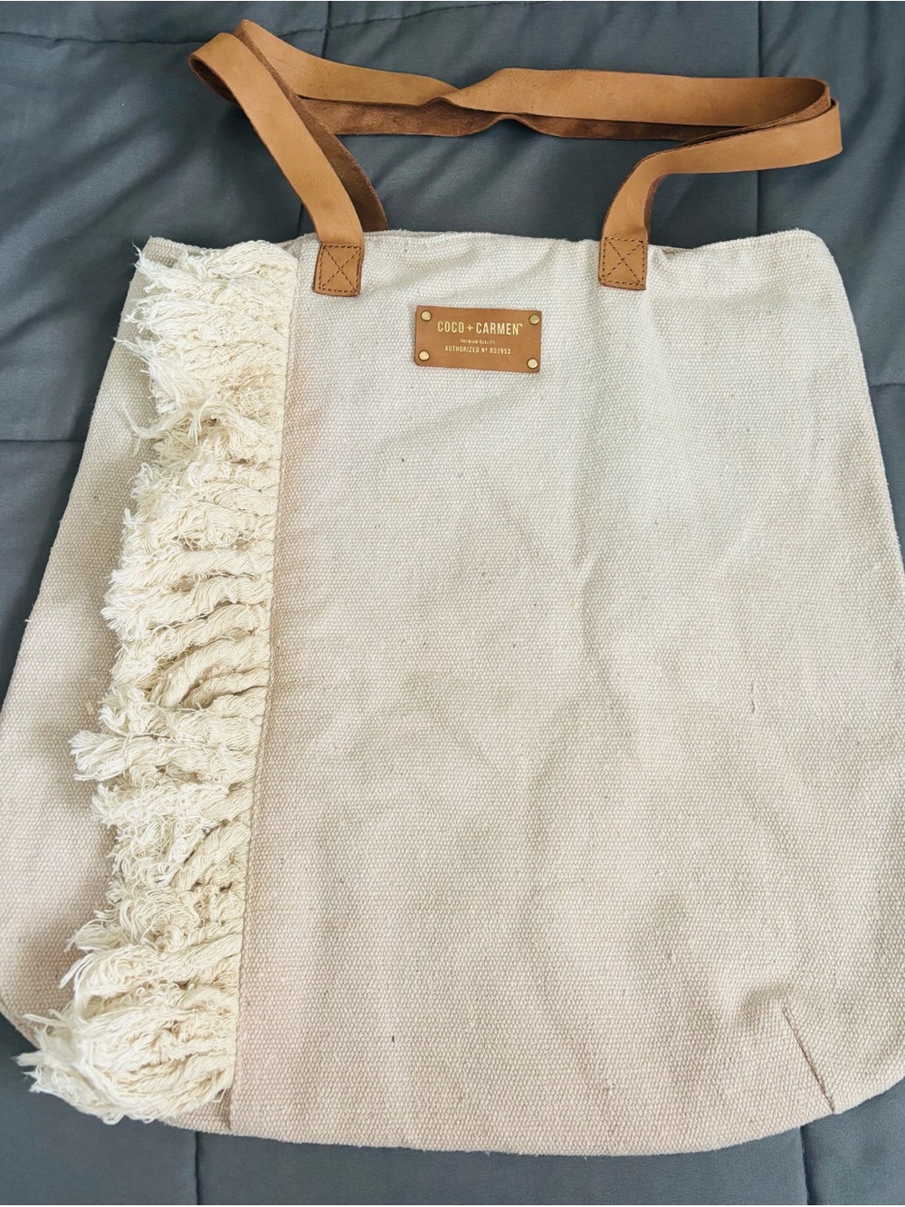 Coco + Carmen Canvas Tote with Fringe and Leather Straps